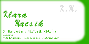 klara macsik business card